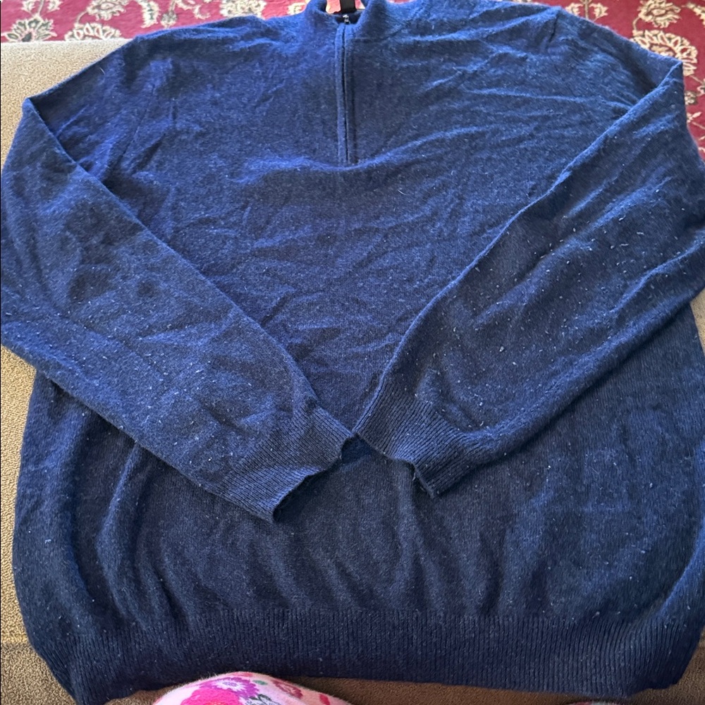 Tasso Elba 100% Cashmere Blue Sweater Size Large Long Sleeve (TD)